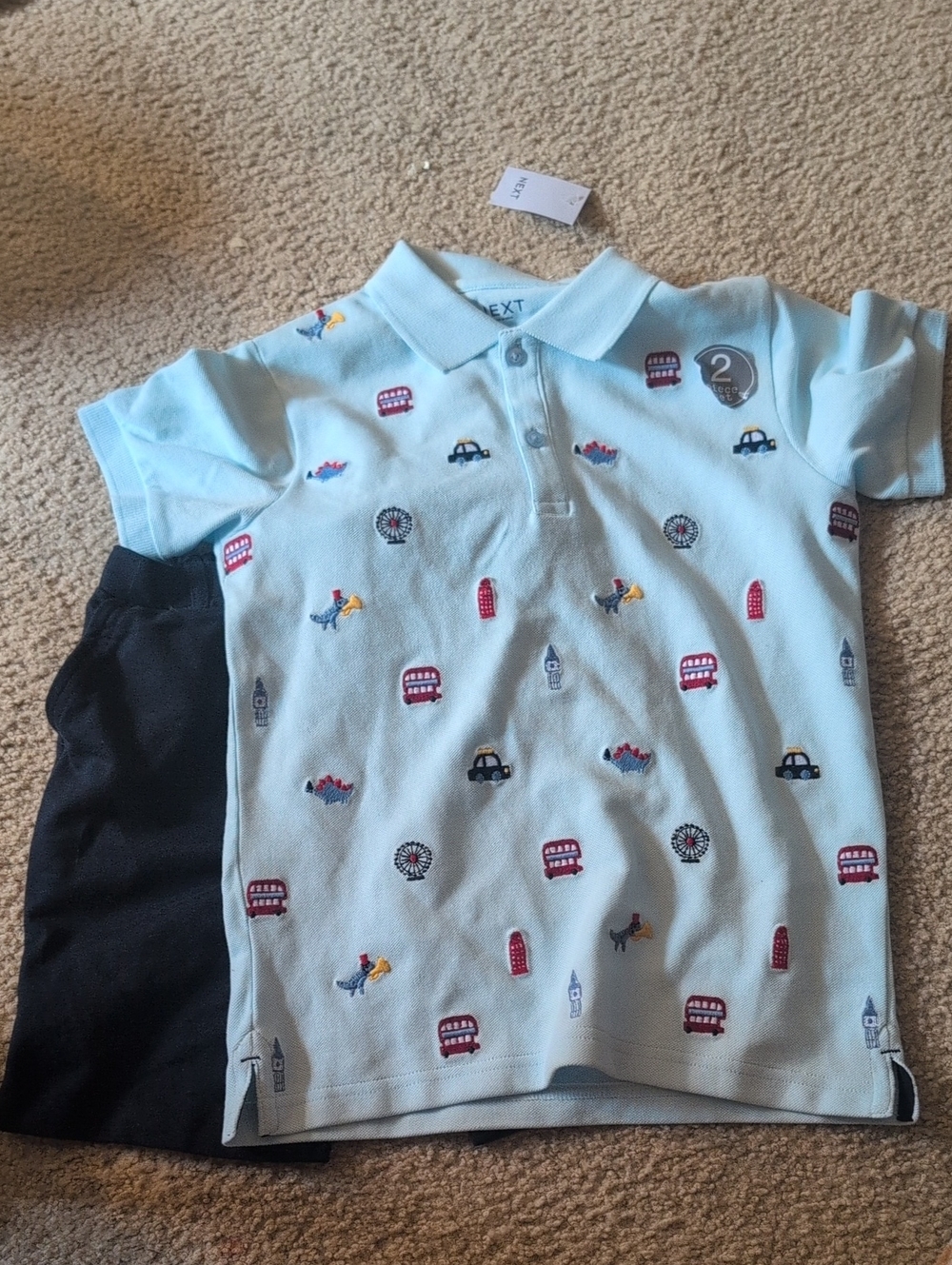 next Light Blue Polo with London Motif